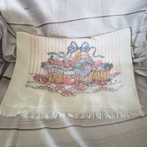 Vintage Cannon Farmhouse Strawberry Jam Hand Towel Cotton USA Made Pink Blue